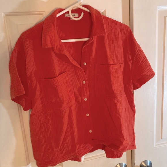 Madewell Tops - Madewell lightspun beachside shirt orange women’s size medium